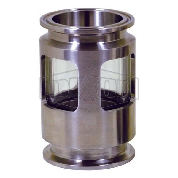 Compact Sight Glass, 2 in Sight Dia, Clamp, 3.83 in L, 100 psi Working, 316L SS